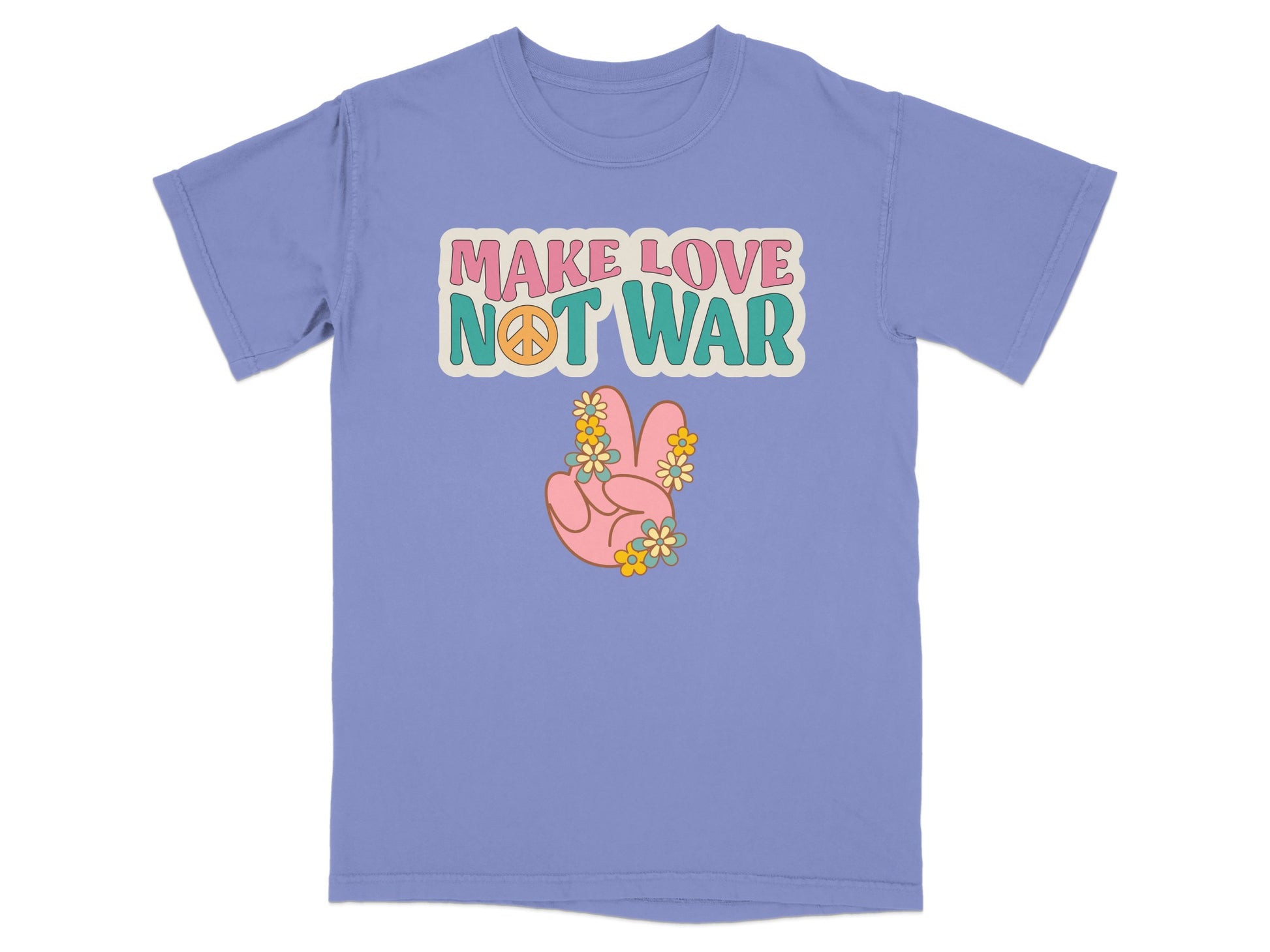 Make Love Not War Peace Sign Graphic T-shirt