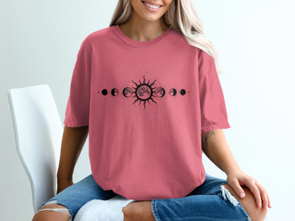 Sun and Moon Phases Graphic Design Shirt