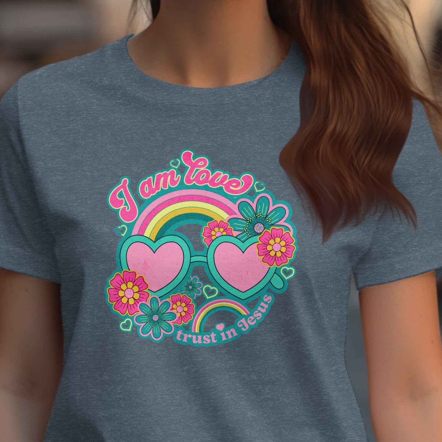 I Am Love Trust in Jesus Hearts and Flowers Shirt