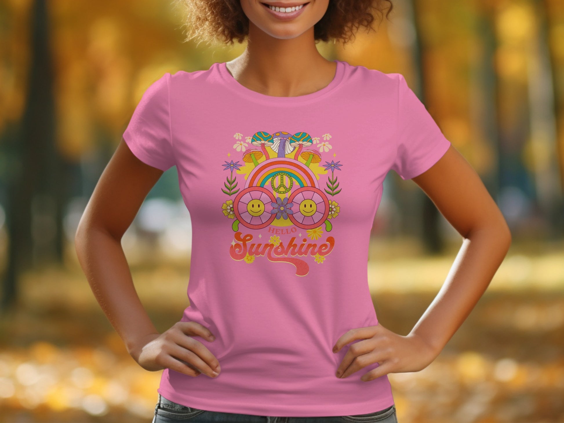 Cute Hello Sunshine Pink Graphic Tee product