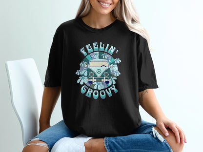 Feelin Groovy Graphic Tee with Retro Van Design