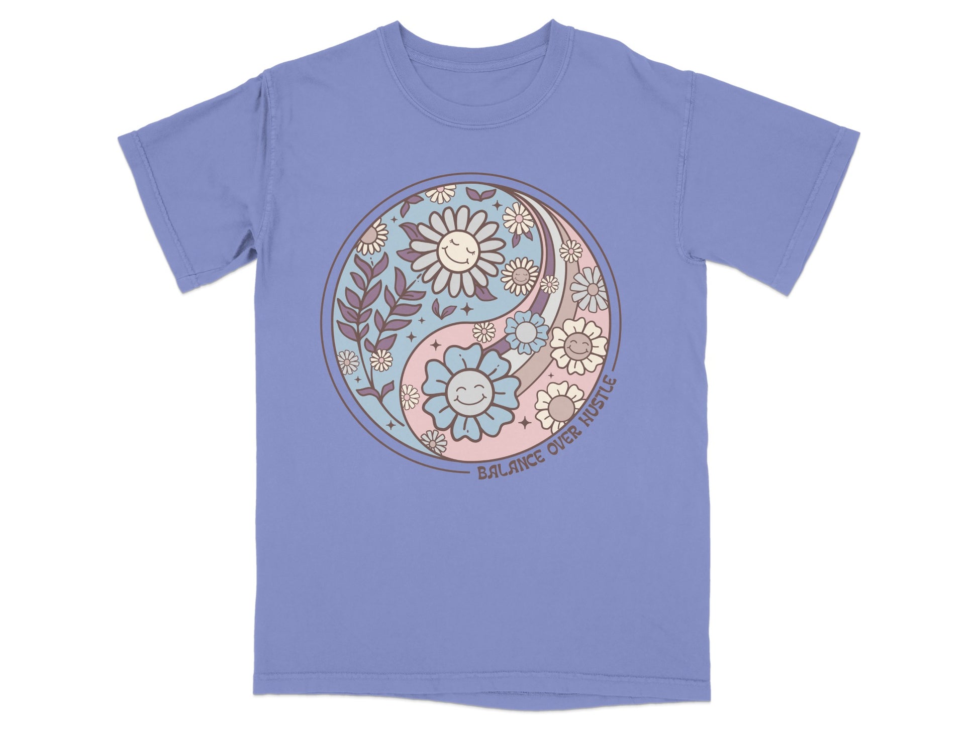 Balance Over Hustle Colorful Flower Yin Yang Shirt