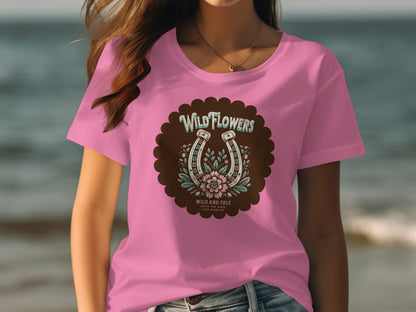 Wild Flowers Horseshoe Graphic Tee Shirt Design