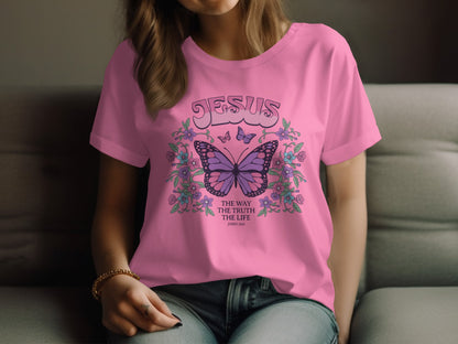 Jesus Butterfly Way Truth Life Design T-Shirt