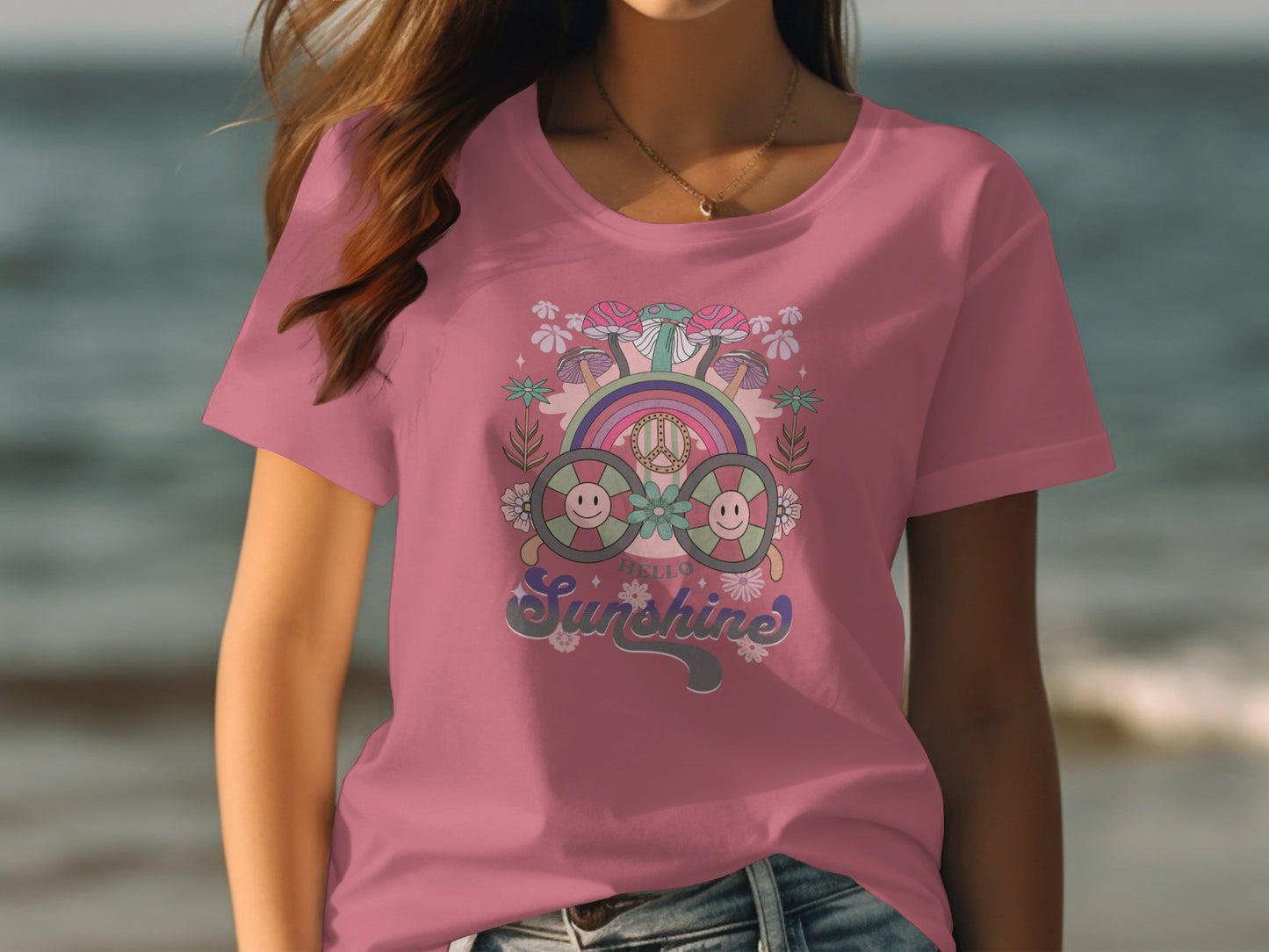 Hello Sunshine Graphic Print Womens T-shirt