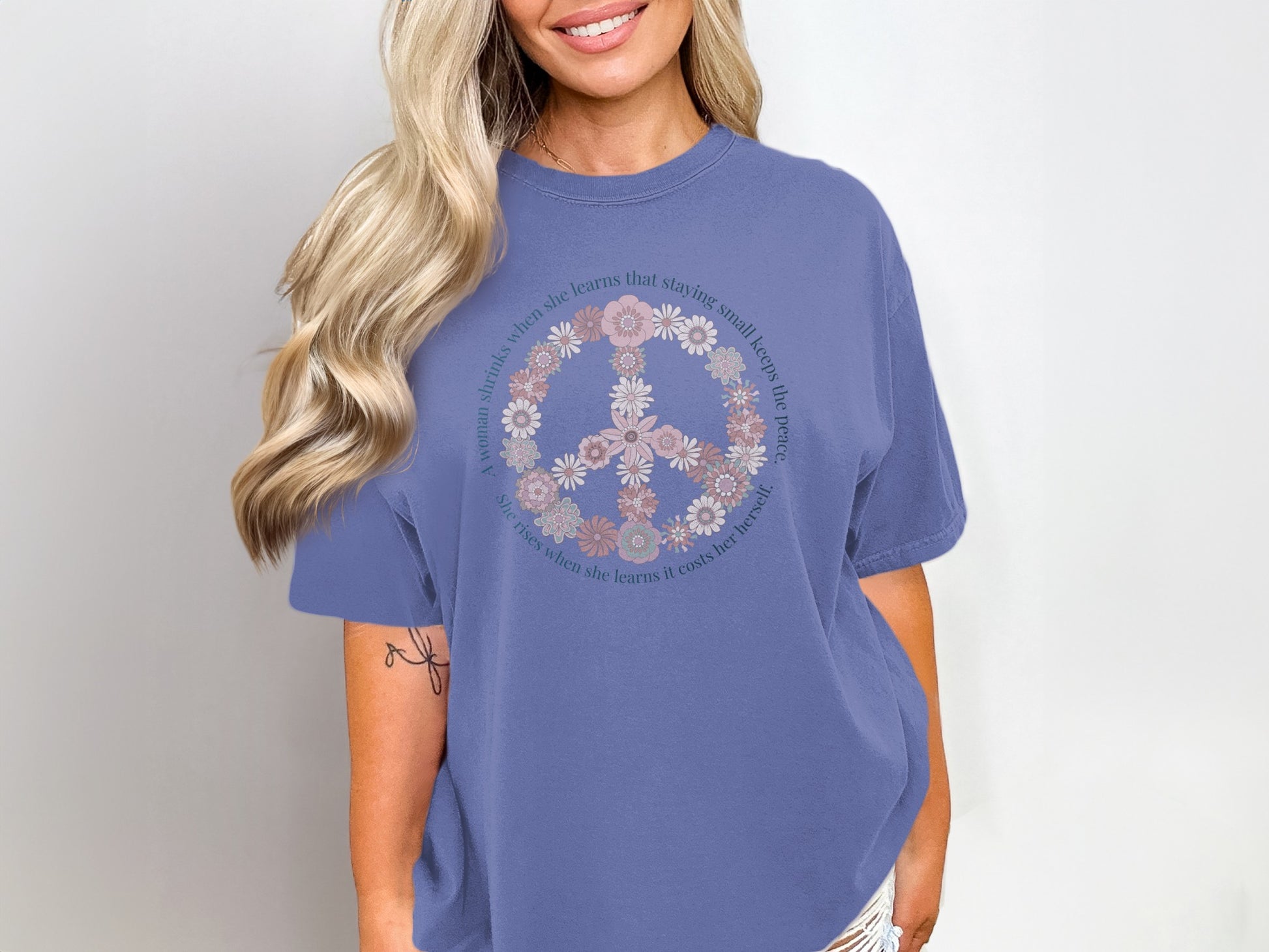 Peace and Flowers Graphic Tee for Women