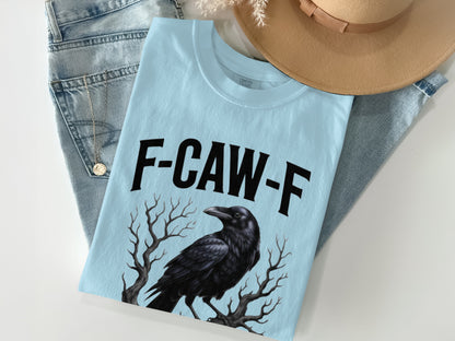 F-CAW-F Crow Graphic Tee with Tree Branches Design
