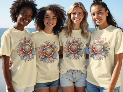 Vibrant Peace Sign Mandala Art Graphic T-Shirt