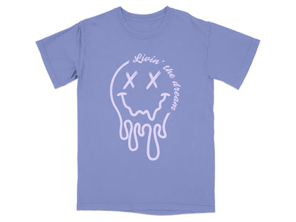 Livin' the Dream Drippy Smiley Lavender T-shirt