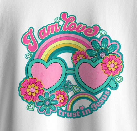 Retro Rainbow and Heart Sunglasses Graphic Tee
