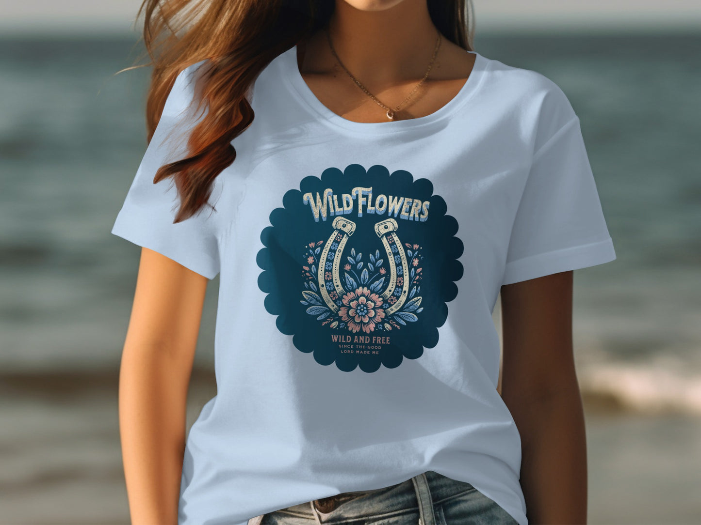 Wild Flowers Design Graphic Tee Casual Wear