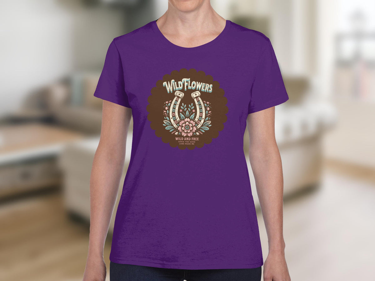 Wild Flowers And Horse Shoe Illustration Shirt
