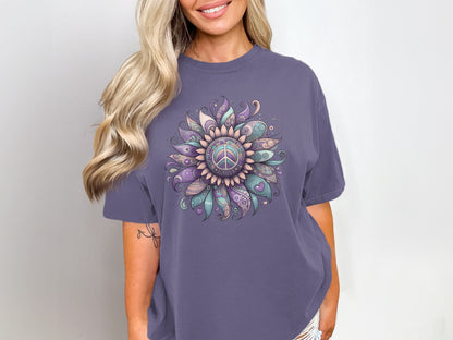 Peace Sign Mandala Floral Graphic Tshirt product