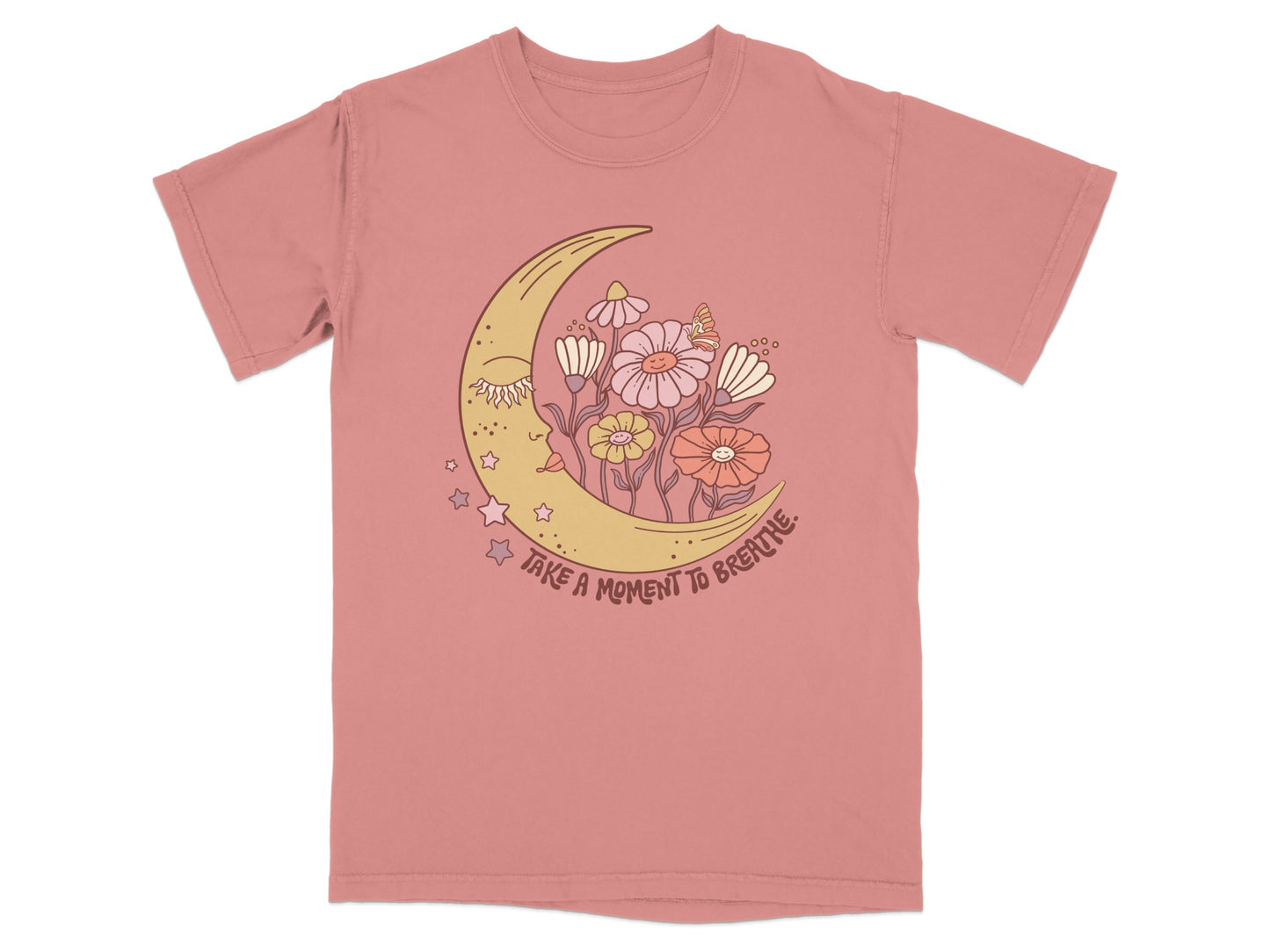 Take A Moment To Breathe Floral Moon Shirt
