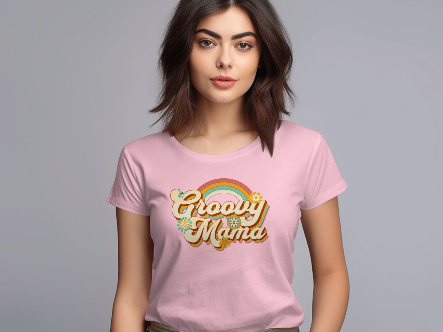Groovy Mama Rainbow Graphic Tee T-shirt Product