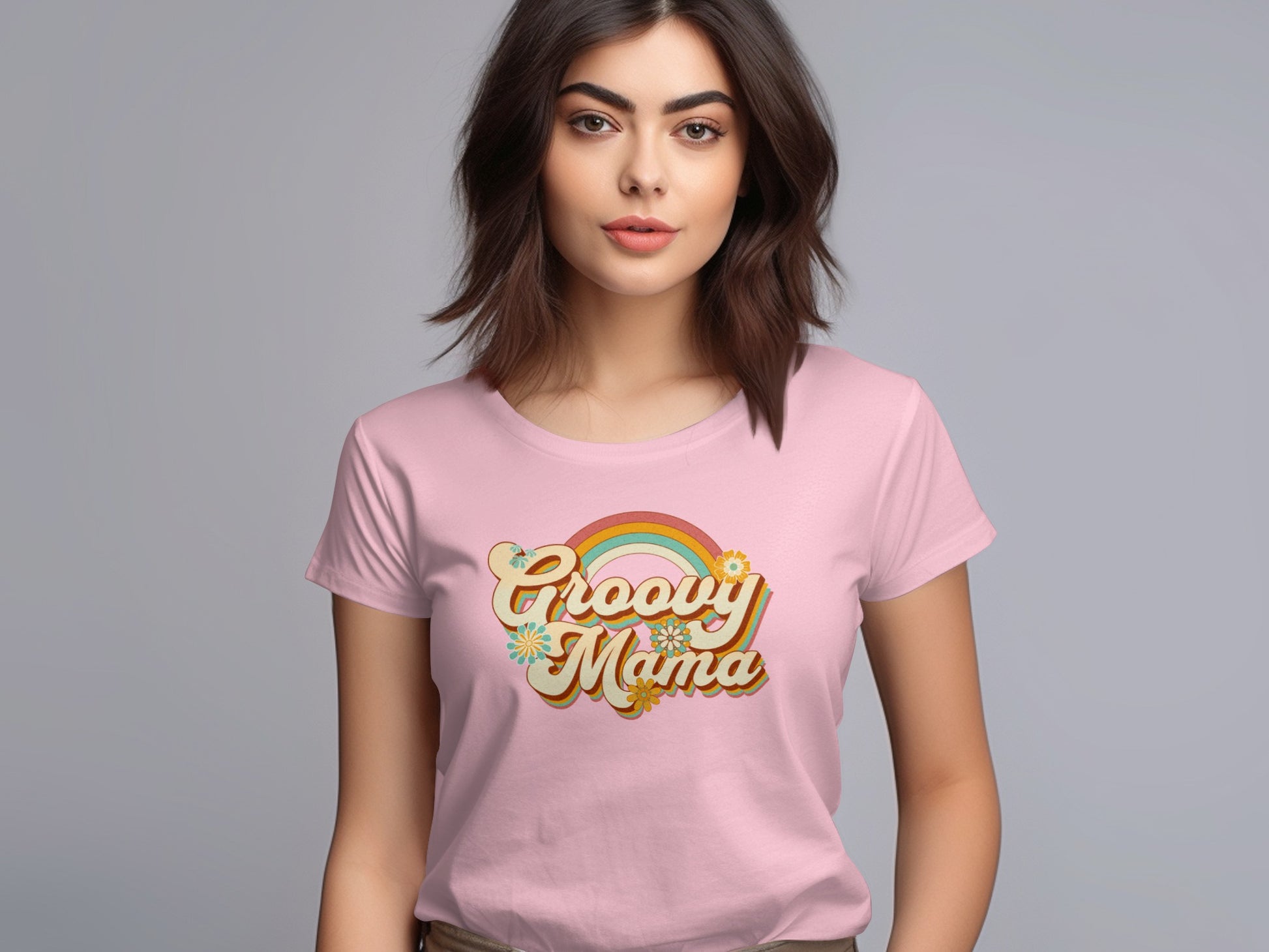 Groovy Mama Rainbow Graphic Tee T-shirt Product
