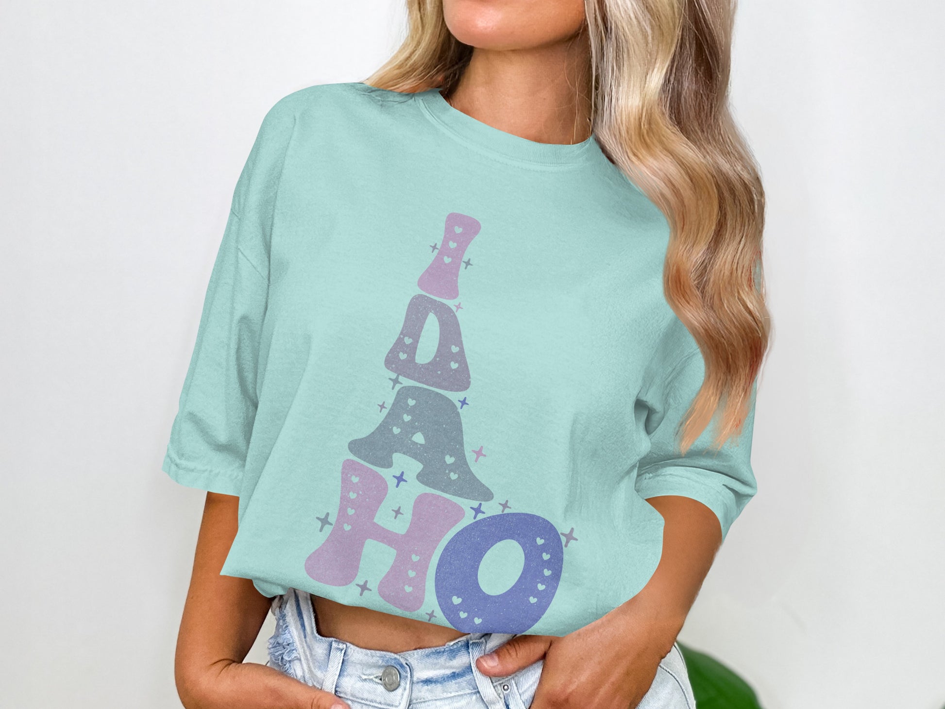 Fun Idaho Letter Block Design Graphic T-shirt