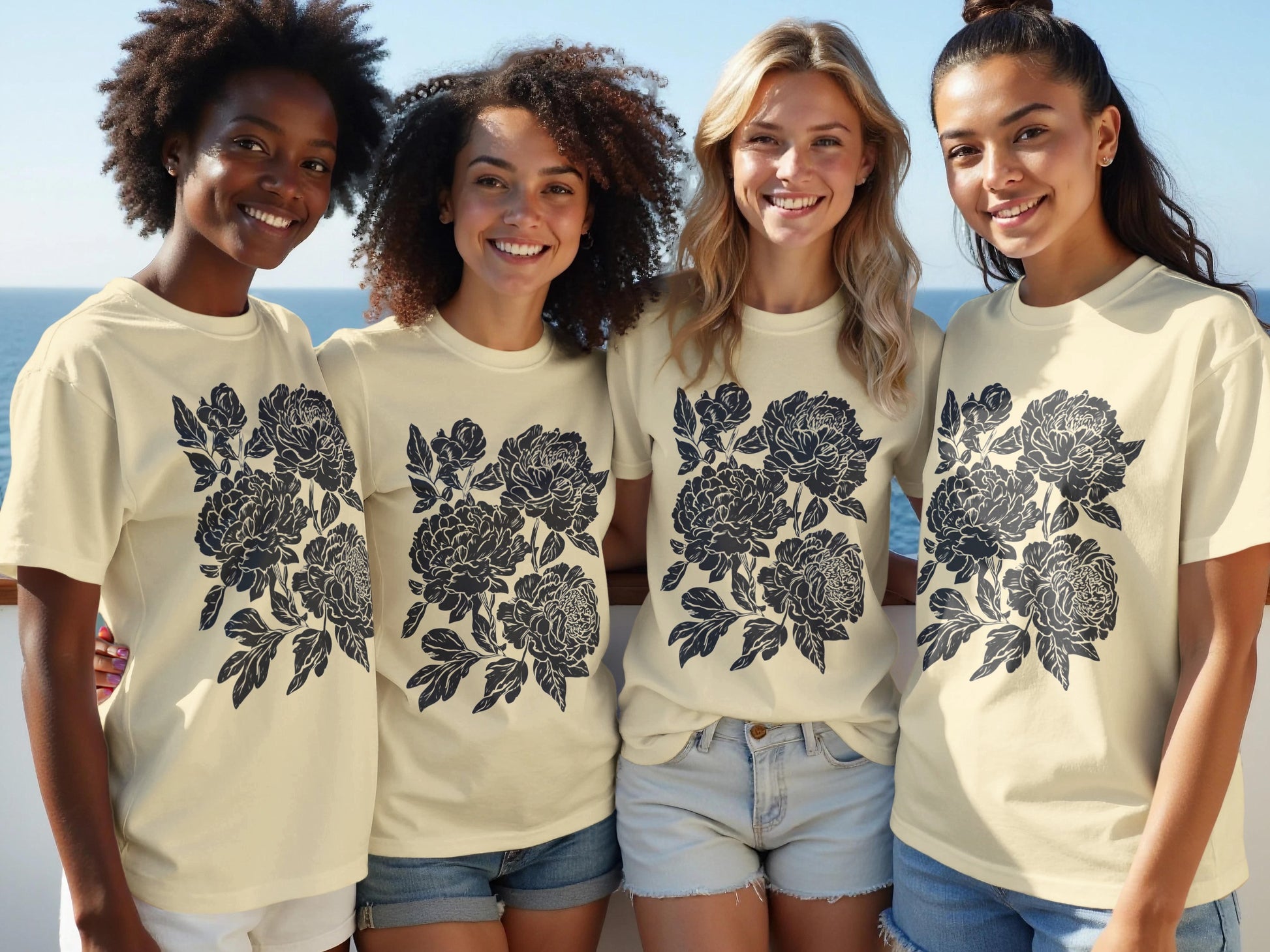 Floral Design Casual Beachwear T-Shirt Product