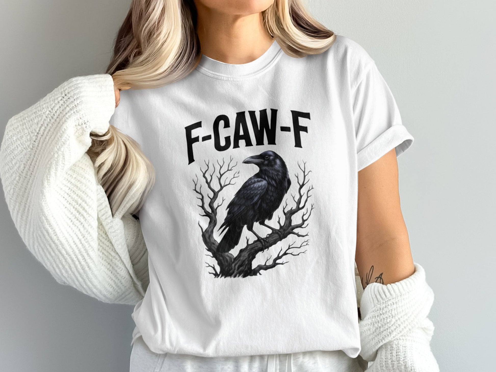 F-CAW-F Crow on Branch Graphic T-shirt Product