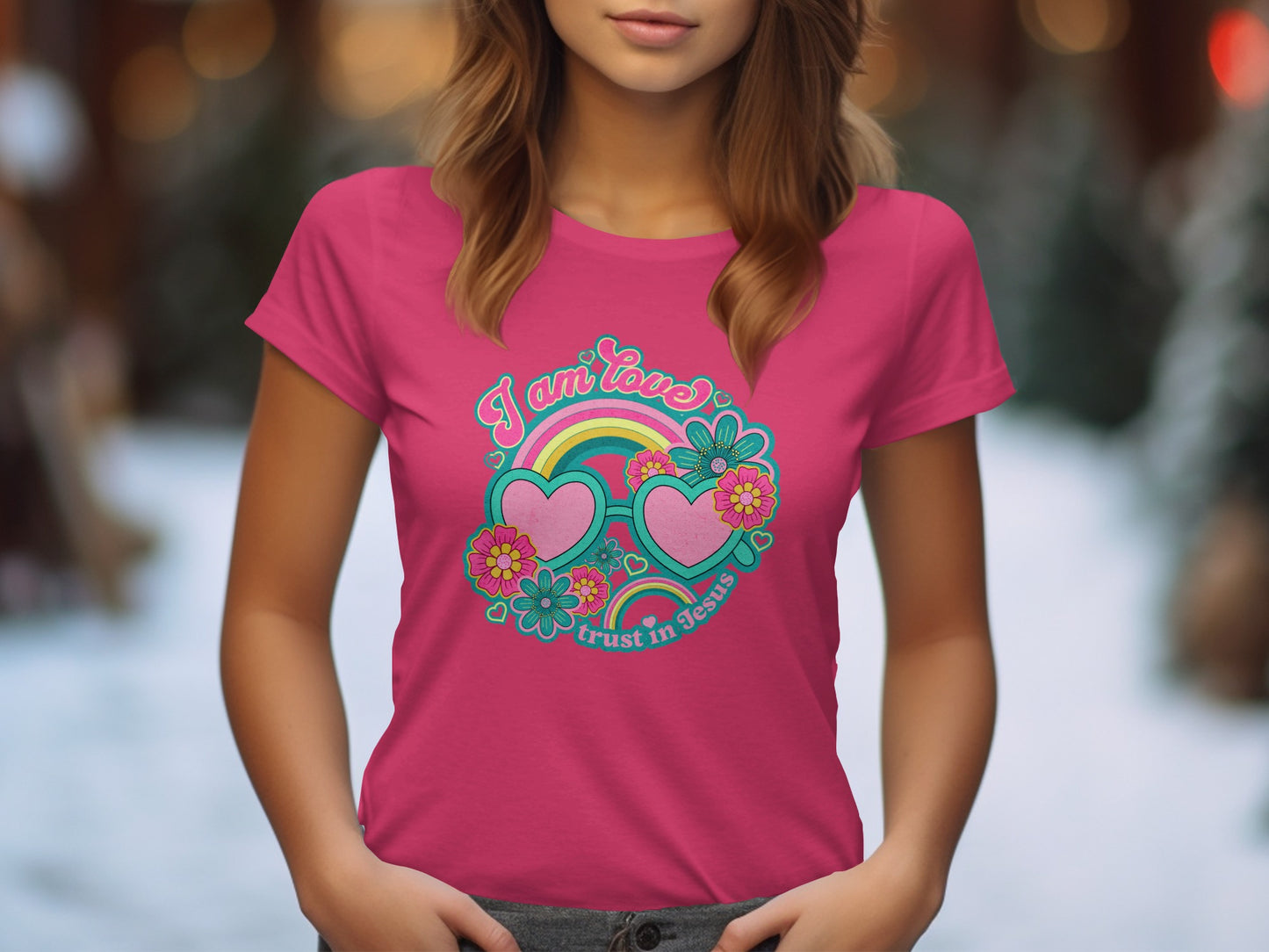 I am Love Trust in Love Hippie Rainbow Flower T-Shirt