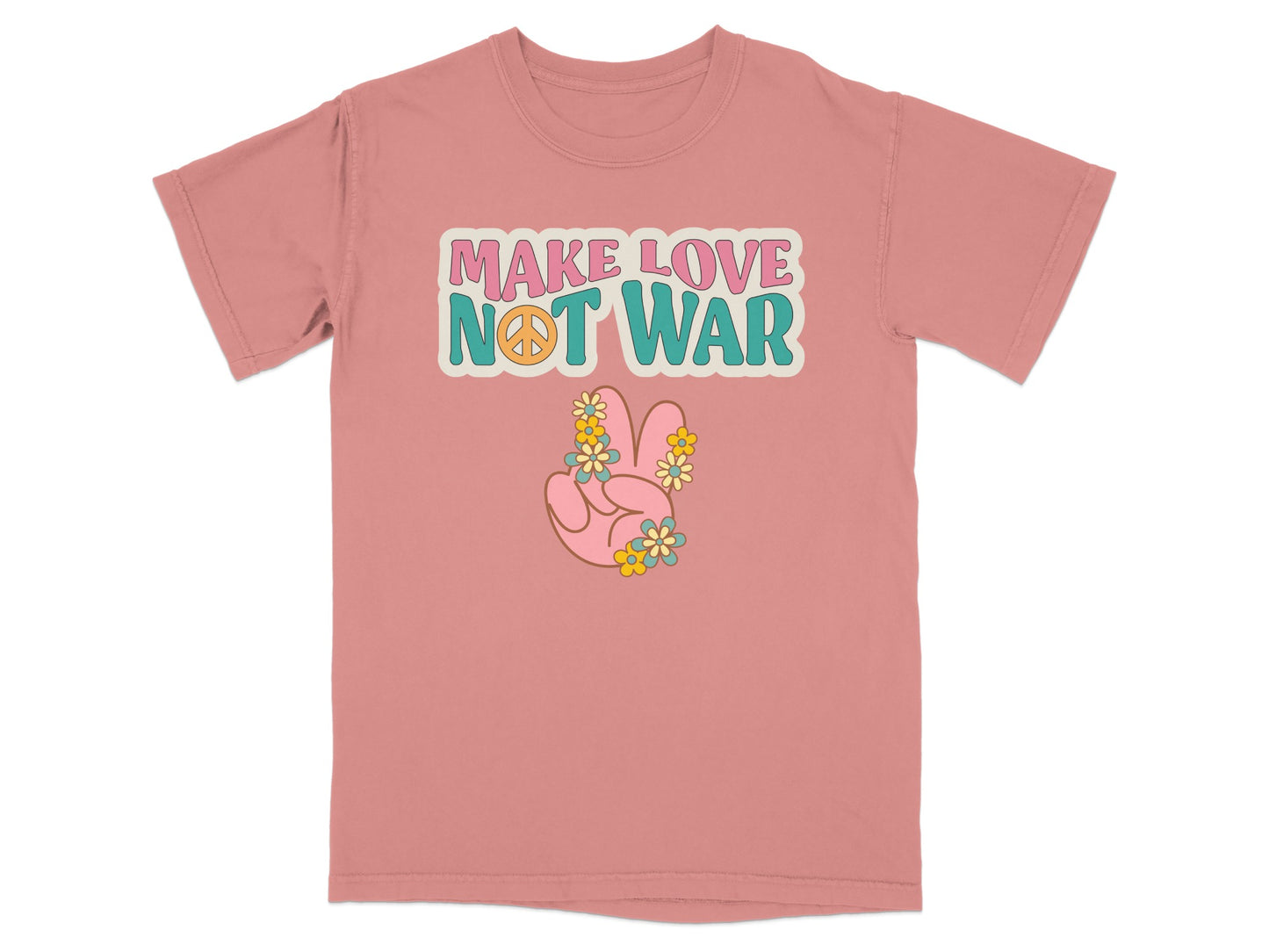 Make Love Not War Peace Sign Graphic T-Shirt
