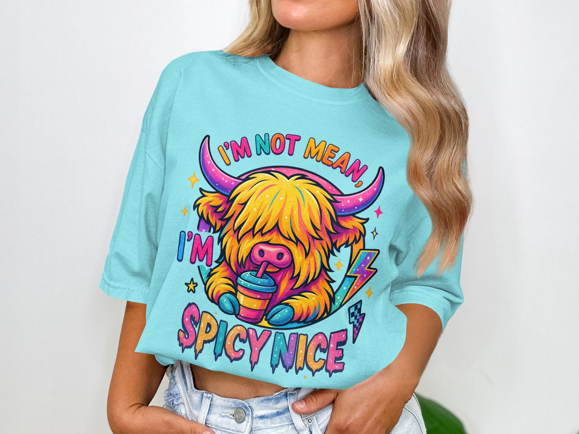 I'm Not Mean Spicy Nice Colorful Graphic Tee
