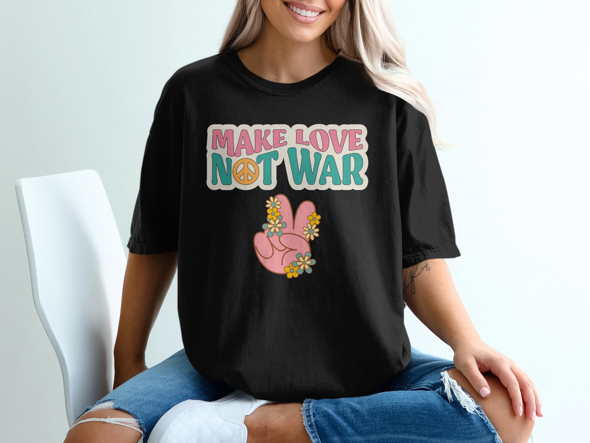 Make Love Not War Graphic Tee Casual Shirt